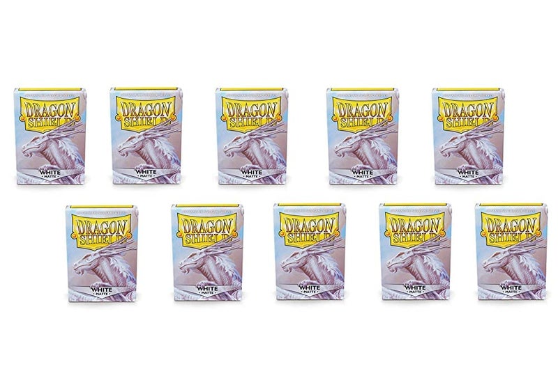 dragon shield 10 Packs Dragon Shield Matte White Standard Size 100 ct Card Sleeves Display Case - Image 1